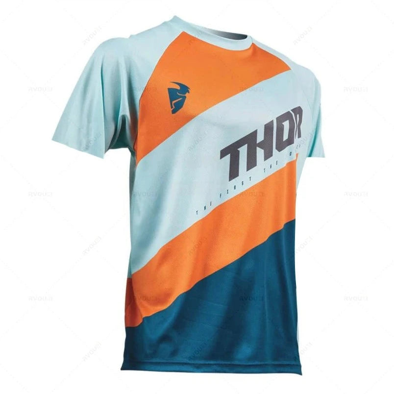 Thor Royalty Men's Short Sleeve MTB Jersey Blue/Orange/Light Blue